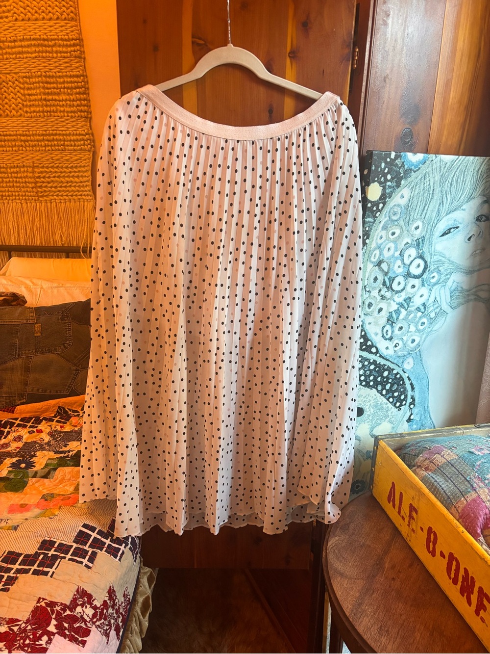 Halogen White Pleated Polka Dot Skirt